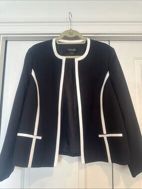 Black Label Black Blazer with White Contrast Piping